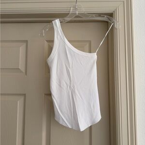 Zara Women's One-Shoulder Ribbed Tank Top — White